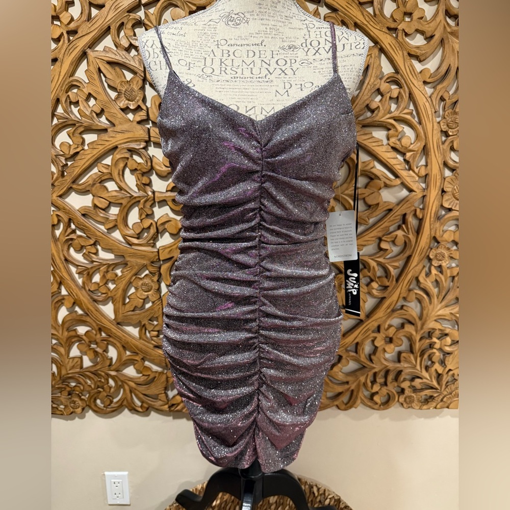 NWT Elegant Sparkle Glittery Ruched Dress
